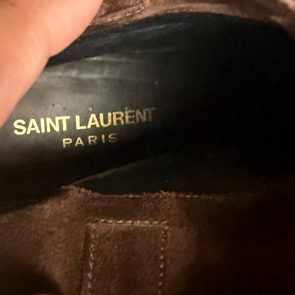 Saint Laurent Brown Fringe Suede Heeled Boots - Picture 12 of 12